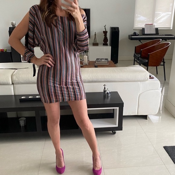 Karina Grimaldi Multi Color Stripe Mini Dress - Picture 6 of 7